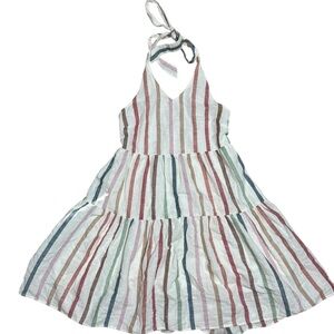 AMERICAN EAGLE Size XS Multicolor Striped Linen Blend Halter Dress Pockets